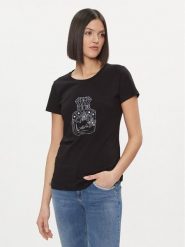 Liu Jo T-Shirt WA4034 JS923 Czarny Regular Fit. Czarne t-shirty damskie Liu Jo, xs, bez wzorów, z bawełny, bez kołnierzyka, bez ramiączek. Za 499.99 zł.