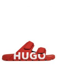 HUGO Klapki Evander 50542042 Czerwony. Czerwone klapki męskie Hugo, bez wzorów, ze skóry, bez zapięcia. Za 379.99 zł.