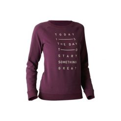 Bluza Gym & Pilates 500 damska. Brązowe bluzy damskie DOMYOS, s, bez wzorów, z bawełny, bez ramiączek, bez kaptura. W wyprzedaży za 29.99 zł.