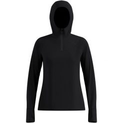 Bluza z kapturem Odlo Mid layer hoody X-ALP. Czarne bluzy damskie ODLO, l, bez wzorów, z materiału, bez ramiączek, z kapturem. Za 499.99 zł.