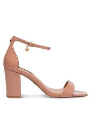 Nine West Sandały WFA2647-1 Różowy. Czerwone sandały damskie Nine West, bez wzorów, ze skóry, bez obcasa, na słupku, bez zapięcia. Za 137.99 zł.