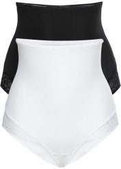 Figi panty shape (2 pary), lekki stopień modelowania sylwetki. Czarne majtki damskie bonprix, z bawełny. Za 87.99 zł.