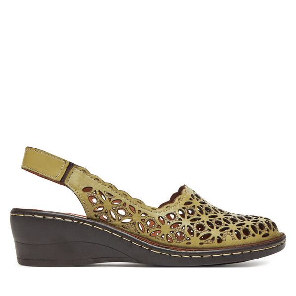 Sandały Comfortabel. Zielone sandały damskie Comfortabel, bez wzorów, bez obcasa, na koturnie, bez zapięcia. Za 269.99 zł.