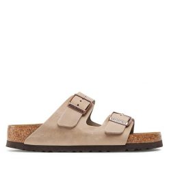 Klapki Birkenstock. Szare klapki męskie Birkenstock, bez wzorów, bez zapięcia. Za 694.99 zł.