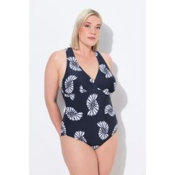 Damski Strój kąpielowy makramowa wstawka miękkie miseczki z recyklingu. Czarne stroje kąpielowe damskie Ulla Popken, plus size, bez wzorów, z elastanu. Za 279.99 zł.