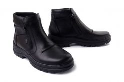 RIEKER TEX F5463-00 black, botki męskie. Czarne botki męskie Rieker, na zimę, bez wzorów, z wełny, bez obcasa, bez zapięcia. Za 559.90 zł.