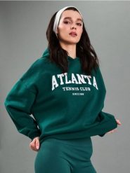 Bawełniana bluza z kapturem - zielony. Zielone bluzy damskie Sinsay, l, bez wzorów, z bawełny, bez ramiączek, z kapturem. Za 49.99 zł.