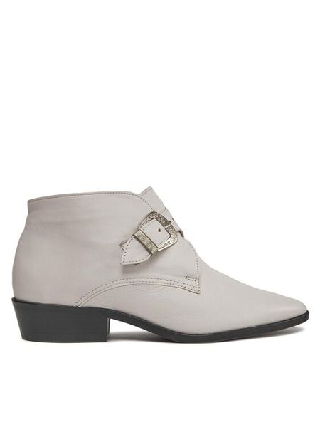 Balagan Kowbojki Louis Biały. Białe botki damskie BALAGAN, bez wzorów, ze skóry, bez obcasa, na płaskiej podeszwie, bez zapięcia. Za 489.99 zł.