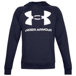 Bluza sportowa męska Under Armour Rival Fleece Big Logo HD. Niebieskie bluzy sportowe męskie Under Armour, m, bez wzorów, z kapturem, na jogę i pilates. W wyprzedaży za 213.65 zł.