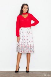 Ecru Spódnica Rozkloszowana Midi w Kolorowe Kwiaty. Niebieskie spódnice damskie Figl, l, bez wzorów, z elastanu, midi, rozkloszowane. Za 189.00 zł.