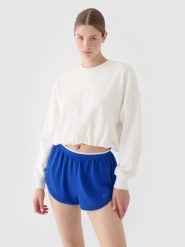 4F Bluza dresowa nierozpinana bez kaptura damska - biała L. Białe bluzy damskie 4F, l, bez wzorów, z bawełny, klasyczne, bez ramiączek, bez kaptura. W wyprzedaży za 99.99 zł.