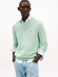 Tommy Hilfiger sweter Mężczyźni Bawełna zielony, S. Zielone swetry męskie Tommy Hilfiger, m, bez wzorów, z bawełny, bez kołnierzyka, bez ramiączek. Za 329.95 zł.