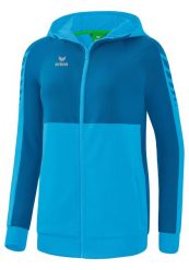 Wielobarwna kurtka treningowa Erima Six Wings z kapturem. Fioletowe bluzy damskie Erima, bez wzorów, z bawełny, bez ramiączek, z kapturem, na fitness i siłownię. Za 306.99 zł.