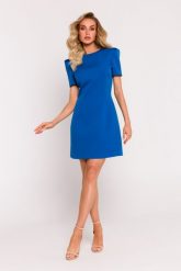 Niebieska Mini Sukienka z ozdobnymi Rękawami. Niebieskie sukienki damskie MOE, l, bez wzorów, z elastanu, wizytowe, bez kołnierzyka, bez ramiączek, mini. Za 299.90 zł.