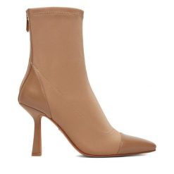 Botki Nine West. Brązowe botki damskie Nine West, bez wzorów, bez obcasa, na szpilce, bez zapięcia. Za 279.99 zł.