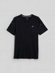 4F Koszulka trekkingowa z włókna bambusowego męska - czarna XL. Czarne t-shirty męskie 4F, m, bez wzorów, z materiału, bez kołnierzyka, bez ramiączek. Za 119.99 zł.
