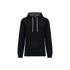 Wzorzysta bluza z kontrastowym kapturem Kariban. Czarne bluzy damskie KARIBAN, xs, bez wzorów, z bawełny, bez ramiączek. Za 174.00 zł.