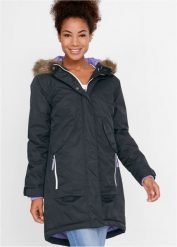 Płaszcz funkcyjny outdoorowy, nieprzemakalny. Czarne płaszcze damskie bonprix, s, bez wzorów, bez kołnierzyka, bez kaptura. Za 339.99 zł.
