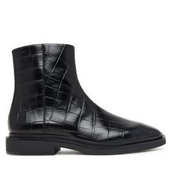 Botki Calvin Klein. Czarne botki damskie Calvin Klein, bez wzorów, bez obcasa, na płaskiej podeszwie, bez zapięcia. Za 699.99 zł.