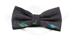 Mucha Jedwabna Granatowa w Listki z Białą Poszetką, Elegancka, Męska -CHATTIER. Niebieskie krawaty i muchy Chattier, bez wzorów, z jedwabiu, eleganckie. Za 79.00 zł.
