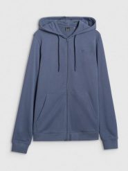 4F Bluza dresowa rozpinana z kapturem męska - granatowa XL. Niebieskie bluzy sportowe męskie 4F, m, bez wzorów, z bawełny, z kapturem. Za 169.99 zł.