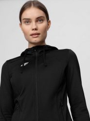 4F Bluza treningowa damska XS. Czarne bluzy damskie 4F, xs, bez wzorów, z dzianiny, bez ramiączek, z kapturem. Za 229.99 zł.