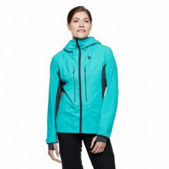 Kurtka softshellowa damska Black Diamond DAWN PATROL HYBRID SHELL. Niebieskie kurtki sportowe damskie Black Diamond, na zimę, s, bez wzorów, bez ramiączek, bez kaptura, narciarskie. Za 874.99 zł.