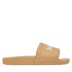 Klapki HUGO. Brązowe klapki męskie Hugo, bez wzorów, bez zapięcia. Za 234.99 zł.