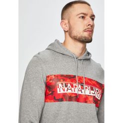 Napapijri - Bluza. Szare bluzy męskie Napapijri, m, bez wzorów, z bawełny, bez ramiączek, z kapturem. W wyprzedaży za 239.90 zł.