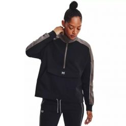 Bluza damska Under Armour Rival Fleece + Layer. Czarne bluzy damskie Under Armour, bez wzorów, bez ramiączek, bez kaptura. Za 199.99 zł.