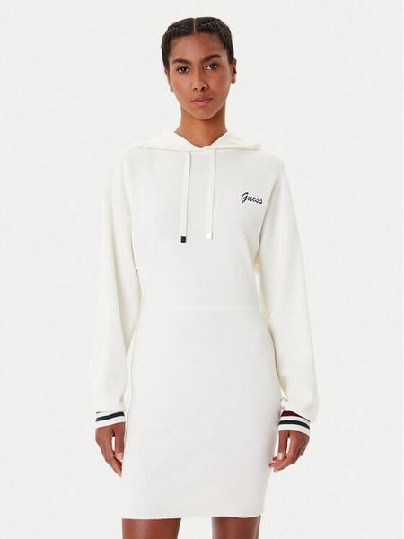 Guess Sukienka dzianinowa V5BK01 Z1152 Écru Regular Fit. Sukienki damskie Guess, xs, z aplikacjami, z dzianiny, bez kołnierzyka, bez ramiączek. Za 339.99 zł.