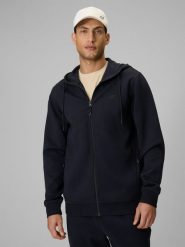 4F Bluza dresowa regular z kapturem męska - granatowa L. Niebieskie bluzy męskie 4F, l, bez wzorów, z bawełny, z kapturem. Za 169.99 zł.