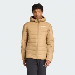 Kurtka z kapturem z ociepleniem Terrex Multi Essentials CLIMAWARM. Brązowe kurtki męskie Adidas, m, bez wzorów, z puchu, sportowe, z kapturem. Za 439.00 zł.