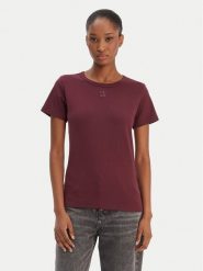 HUGO T-Shirt Deloris 50512002 Bordowy Regular Fit. Czerwone t-shirty damskie Hugo, s, bez wzorów, z bawełny, bez kołnierzyka, bez ramiączek. Za 229.99 zł.