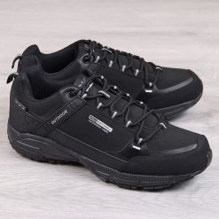 Buty sportowe męskie trekkingowe wodoodporne czarne DK 1096. Czarne buty sportowe męskie DK, z materiału, bez zapięcia. Za 259.99 zł.