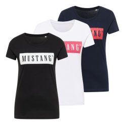 3PAK MUSTANG Alina C Logo Tee Damski T-shirt Koszulka 1013220 XL. Bluzki damskie Mustang, uniwersalny, bez wzorów, bez kołnierzyka, bez ramiączek. Za 299.99 zł.