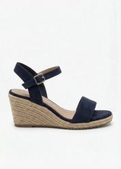 Sandały Tamaris na koturnie z imitacji rafii. Niebieskie sandały damskie bonprix, bez wzorów, bez obcasa, na koturnie, bez zapięcia. Za 119.99 zł.