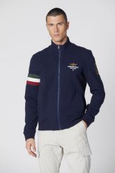 AERONAUTICA MILITARE Granatowa męska bluza rozpinana. Niebieskie bluzy męskie Aeronautica Militare, l, bez wzorów, bez ramiączek, bez kaptura. W wyprzedaży za 559.99 zł.