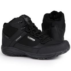 Buty męskie zimowe wysokie ocieplane DK PREDATOR. Czarne buty sportowe męskie DK, na zimę, bez wzorów, bez zapięcia. Za 199.00 zł.
