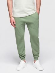 Spodnie męskie dresowe typu jogger - zielone V3. Zielone spodnie sportowe męskie Ombre Clothing, m, bez wzorów, z bawełny. W wyprzedaży za 101.24 zł.