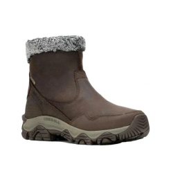 Buty turystyczne Merrell Coldpack 3 Thermo Mid Zip WP Brązowe. Brązowe obuwie trekkingowe damskie Merrell, z materiału, bez zapięcia. Za 743.25 zł.