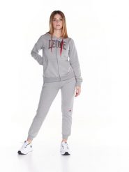 Bluza z bawełna z kaptur na co dzień na siłownię. Szare bluzy damskie LEONE 1947 APPAREL, s, bez wzorów, z bawełny, bez ramiączek, bez kaptura. Za 189.41 zł.
