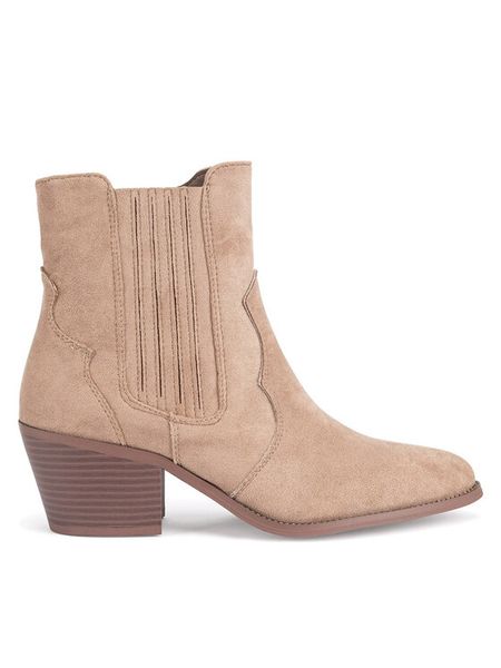 Jenny Fairy Botki WS22390-01 Beżowy. Brązowe botki damskie Jenny Fairy, bez wzorów, z materiału, bez obcasa, na słupku, bez zapięcia. Za 169.99 zł.