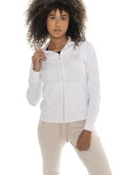 Bluza z bawełna z zamek błyskawiczny na co dzień. Białe bluzy damskie LEONE 1947 APPAREL, l, bez wzorów, z bawełny, bez ramiączek, bez kaptura. Za 492.57 zł.