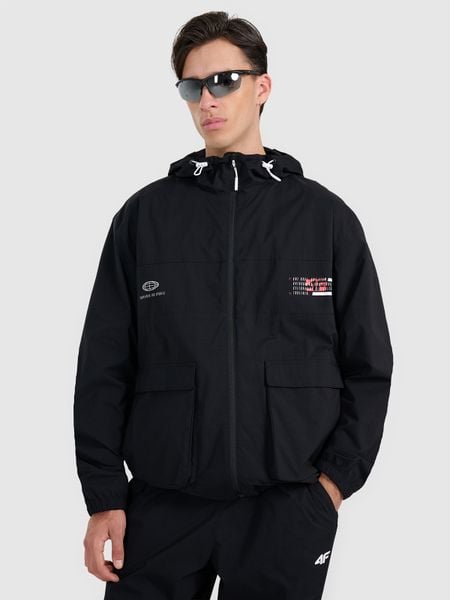 4F Kurtka przejściowa męska - czarna XXL. Czarne kurtki męskie 4F, m, bez wzorów, z kapturem. Za 199.99 zł.