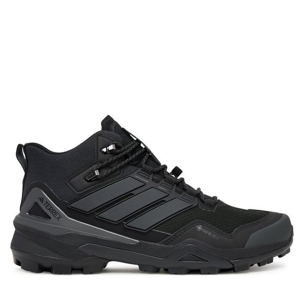 Trekkingi adidas. Czarne botki męskie Adidas, bez wzorów, z gore-texu, bez obcasa, bez zapięcia. Za 629.99 zł.
