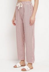 Różowo-Czarne Spodnie w Geometryczny Print z Wysokim Stanem Lolla. Czerwone spodnie materiałowe damskie Born2be, bez wzorów, z jeansu, eleganckie, z podwyższonym stanem. Za 24.99 zł.