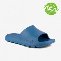 Klapki męskie Coqui. Niebieskie klapki męskie Coqui, bez wzorów, z materiału, bez zapięcia. Za 126.99 zł.