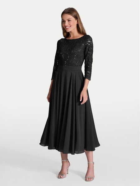 Swing Sukienka koktajlowa 77761710 Czarny Regular Fit. Czarne sukienki damskie Swing, bez wzorów, z syntetyku, wizytowe, bez kołnierzyka, bez ramiączek. Za 589.99 zł.