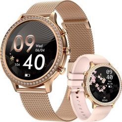 Smartwatch Giewont Veltori VT310-1 Złoty + Różowy (VT310-1). Czerwone zegarki smartwatch Giewont, bez wzorów. Za 169.44 zł.